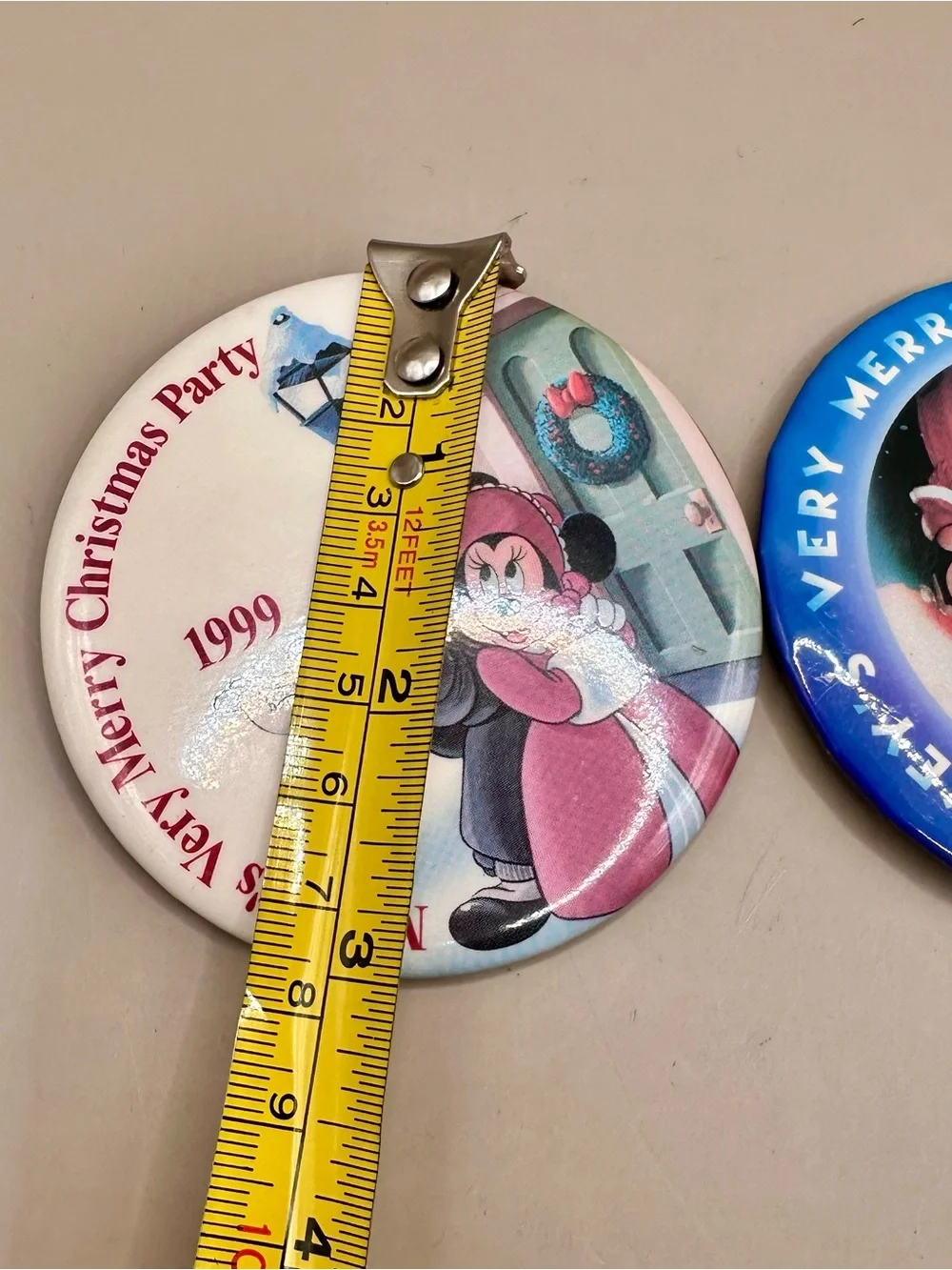 Disney MVMCP 1999 2001 Christmas Pinback Buttons Lot of 2